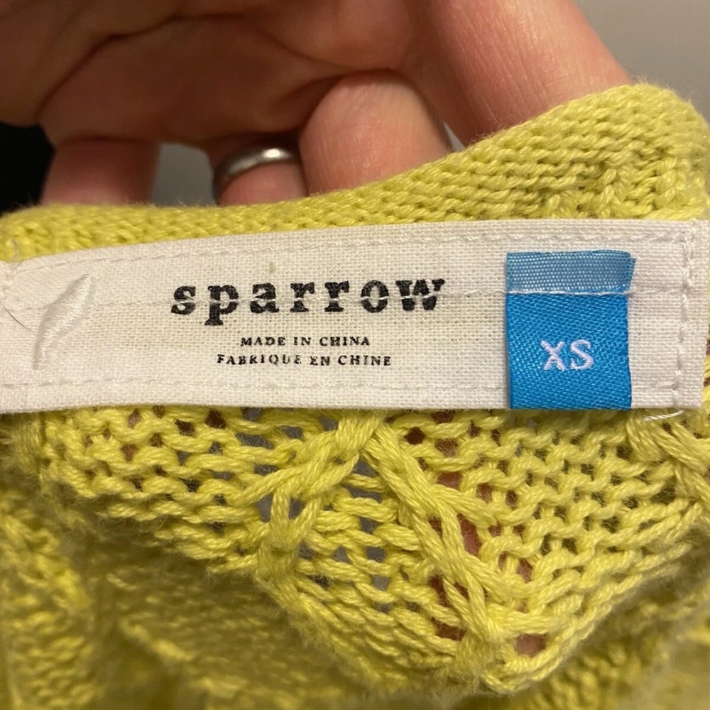 2 FOR $20Anthropologie Sparrow Neon Yellow Sweater Tunic Knit Top 100% Cotton XS - Picture 5 of 6